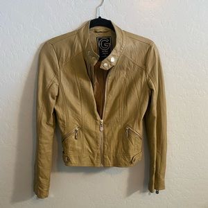 Guess tan leather jacket